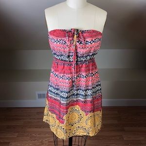 Anthropologie silk Lilka strapless dress